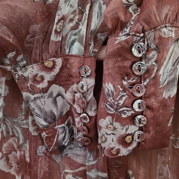 En Saison Dress S Nella Chiffon Tiered Floral Mini Lined Babydoll‎ Mauve Peasant - Picture 14 of 16